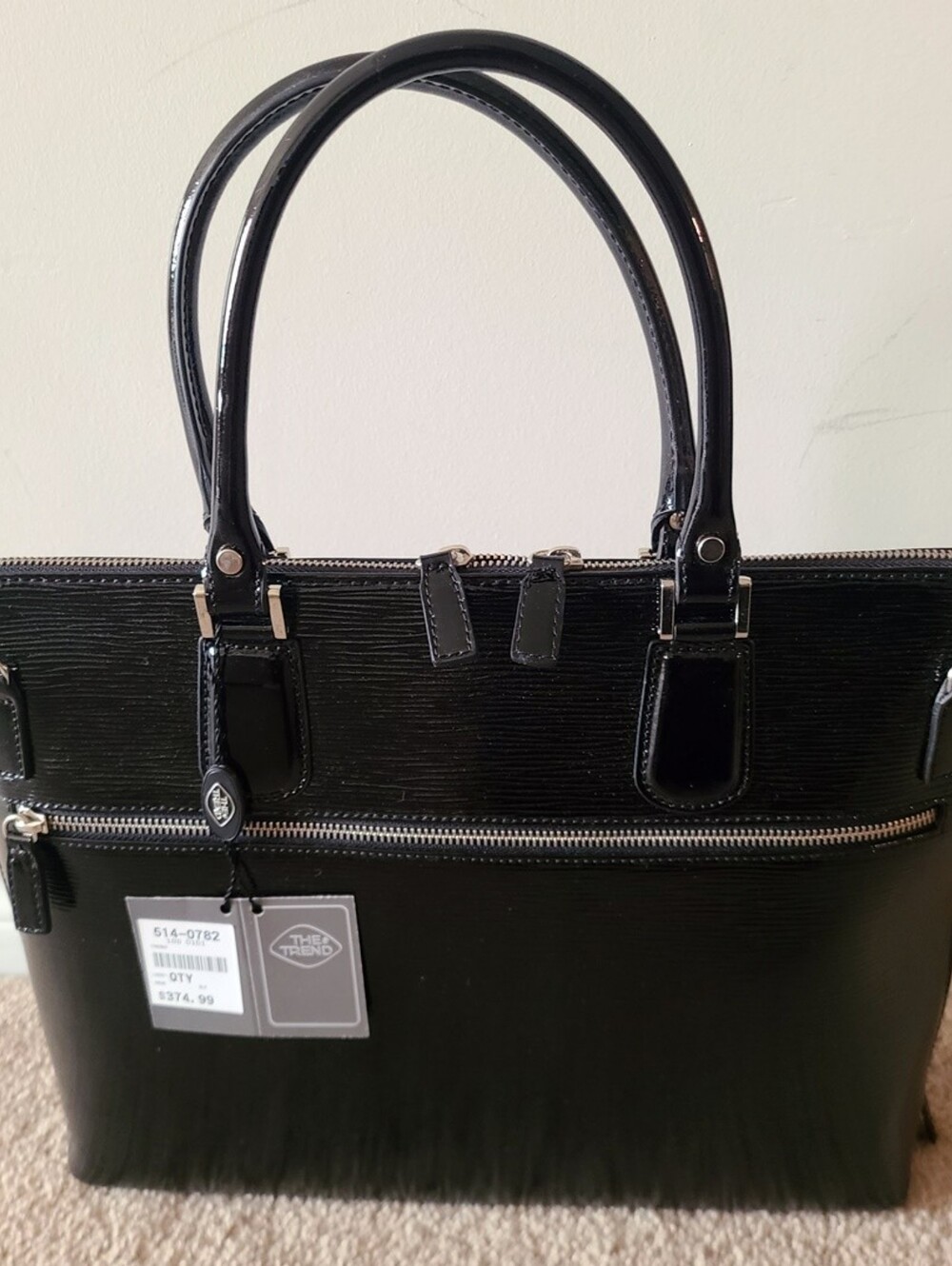 BNWT - The Trend - Women's Black Real Leather Handbag Briefcase